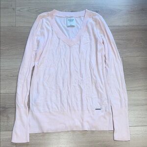 Y2K Abercrombie & Fitch Women's V-Neck Sweater - Light Pink